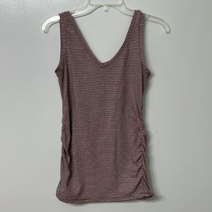 Maternity tank top Sz. S with roused sides. Burgundy stripes. Perfect for summer